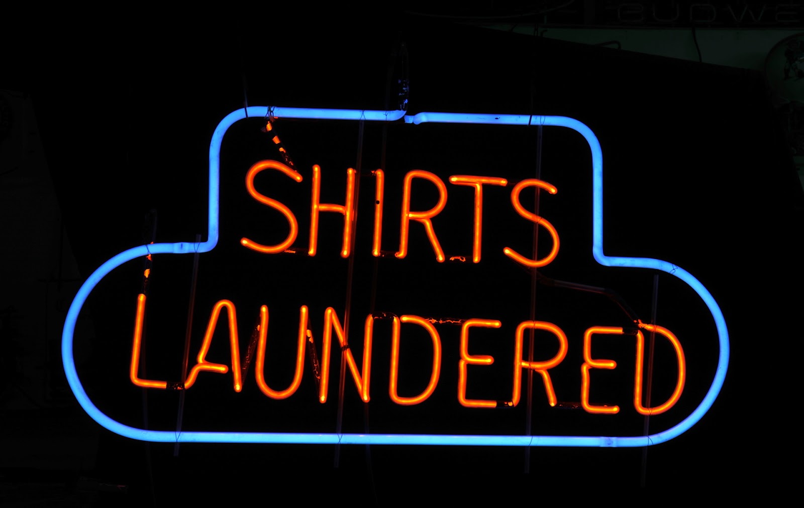 SHIRTS LAUNDERED neon sign