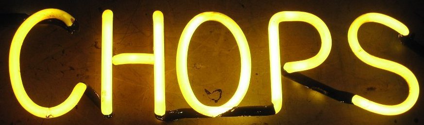 CHOPS neon sign