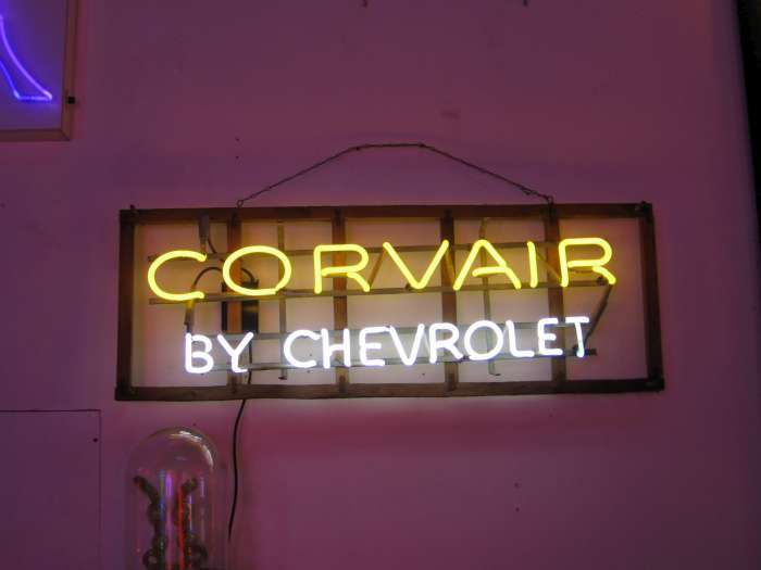 CORVAIR BY CHEVROLET neon sign