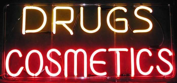DRUGS COSMETICS neon sign