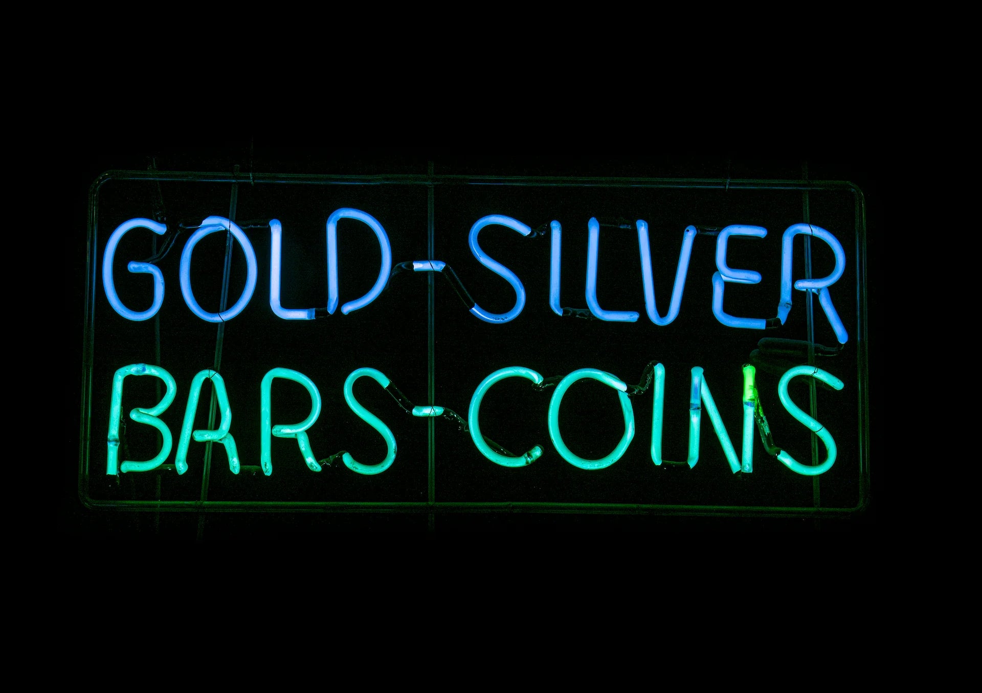 GOLD SILVER BARS COINS neon sign