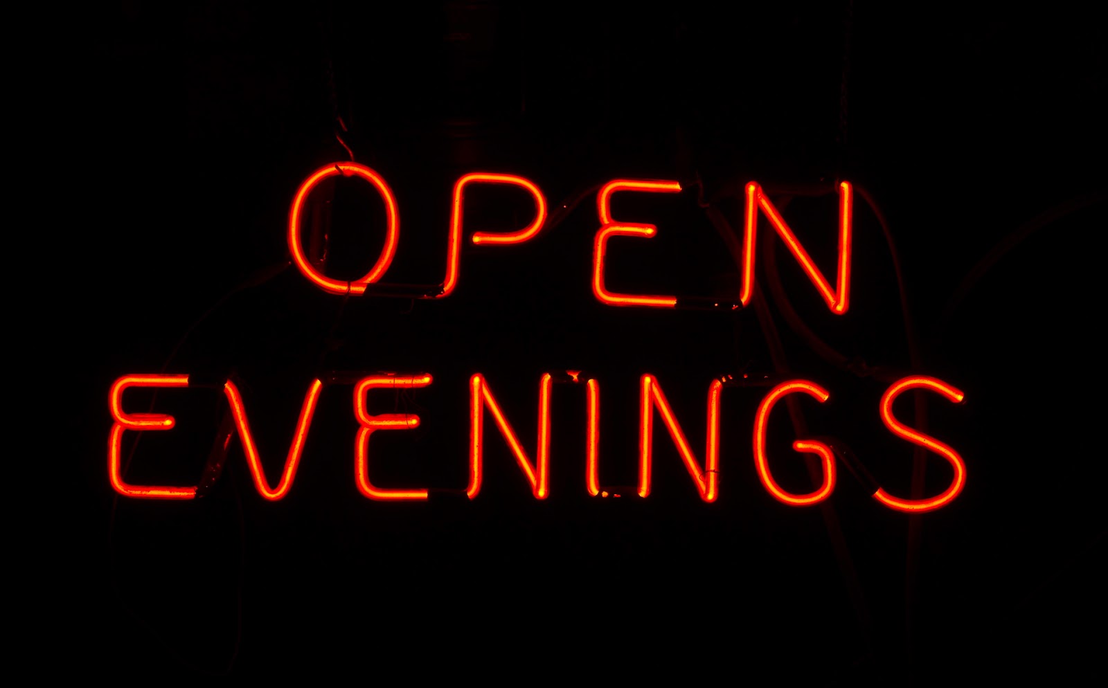 OPEN EVENINGS neon sign