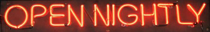 OPEN NIGHTLY neon sign