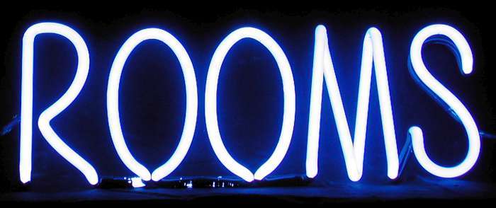 ROOMS neon sign