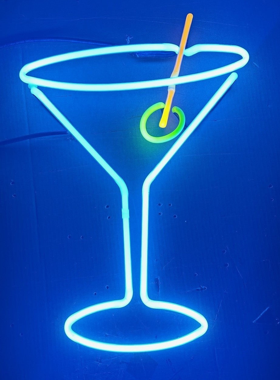 MARTINI GLASS W/ OLIVE neon sign